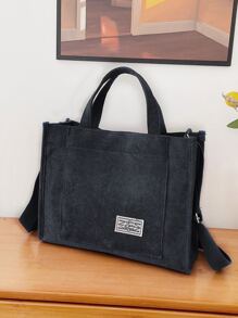 Patch Detail Square Bag - Black - View 5