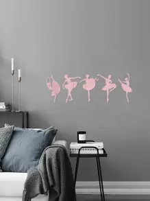 5pcs Dancing Girl Pattern Mirror Wall Sticker - Rose Gold - View 1
