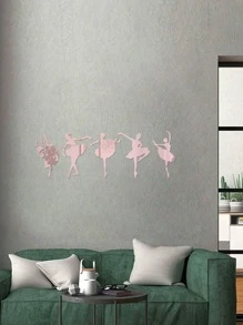 5pcs Dancing Girl Pattern Mirror Wall Sticker - Rose Gold - View 2