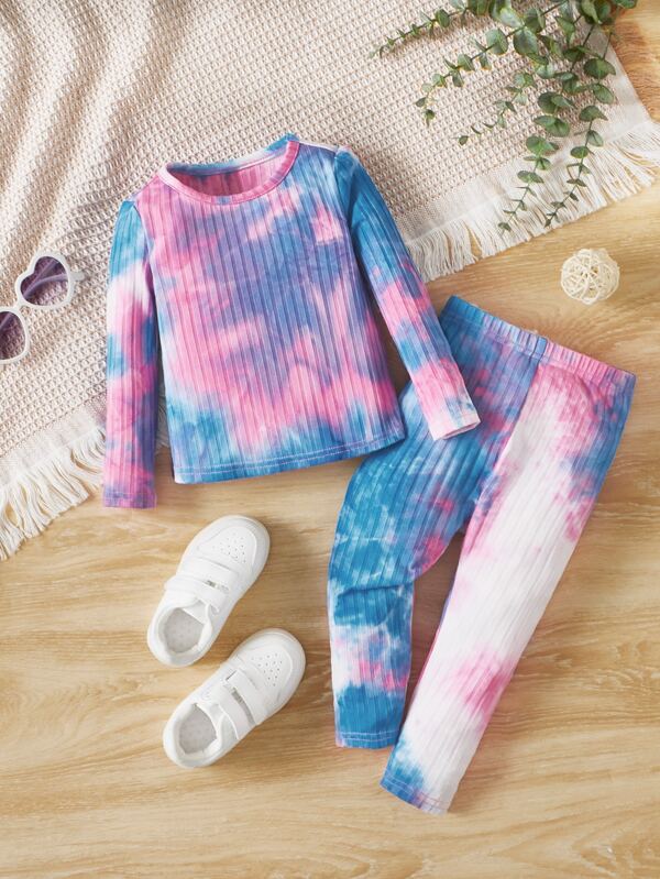 SHEIN Tricou și jambiere pentru fetiță Tie Dye