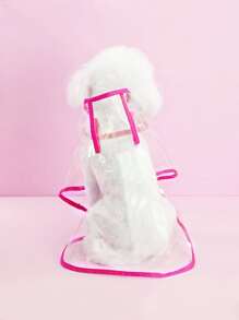 1pc Clear Pet Raincoat - Hot Pink - View 3