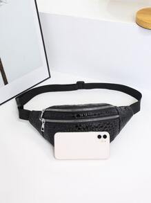 鱷魚壓紋腰包 - 黑色 - 查看 6