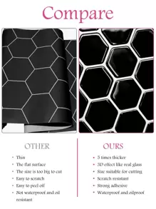 1pc Geometric Pattern Kitchen Sticker - Black and White - View 6