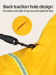 1pc Pocket Detail Pet Raincoat, Waterproof Rain Jacket With Reflective Strap - Yellow - View 8