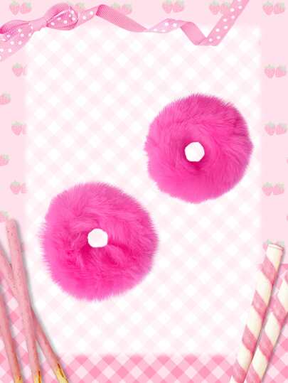 Kawaii 2pcs Fluffy Hair Tie ValentinesScrunchiesscrunchy Hair Ties