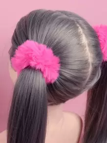 ROMWE Kawaii 2 chiếc dây buộc tóc mềm mại ValentinesScrunchiesscrunchy Dây buộc tóc - Màu Hồng Tươi - Xem 2