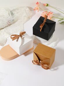 3 piezas/set Caja de envoltura de regalo papel regalo minimalista con diseño de lazo para fiesta - Multicolor - Ver 3