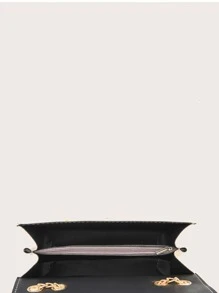 星型圖案蝴蝶結＆假珍珠裝飾鏈式方形肩背包,斜挎包復古,休閒,色彩對比時尚,輕便,攜帶方便,帶有可調節肩帶,適用於女性,新手和白領工人,適合送給女孩作禮物,適合辦公室,工作,商務,通勤,購物 - 彩色 - 查看 4