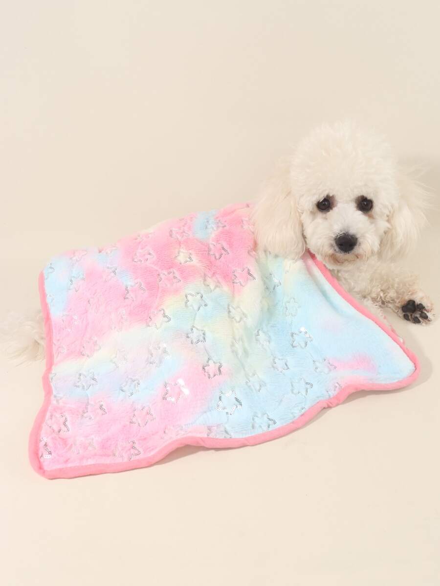 1pc Sequin Star Decor Pet Blanket - Multicolor - View 1