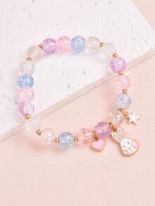 1pc Kids Rabbit Shaped Electronic Watch & 1pc Bracelet - Pink - View 4