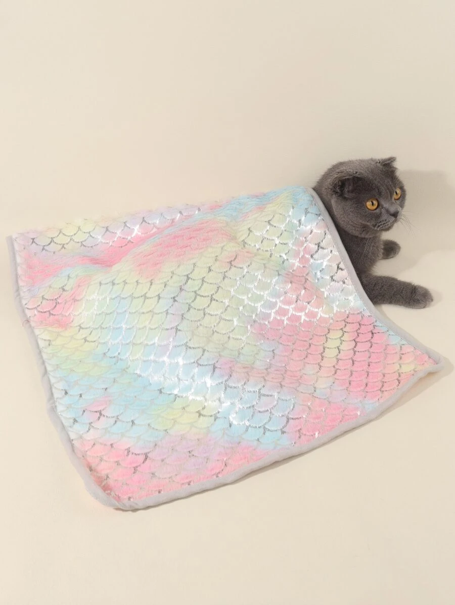 1pc Fish Scale Design Pet Blanket