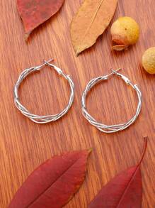 Pendientes de aro con abertura - Plateado - Ver 2