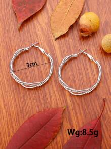 Pendientes de aro con abertura - Plateado - Ver 3
