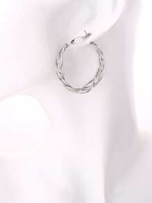 Pendientes de aro con abertura - Plateado - Ver 4