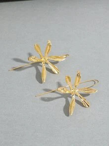 花朵裝飾耳釘 - 金黃色 - 查看 3