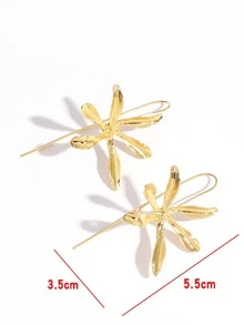 花朵裝飾耳釘 - 金黃色 - 查看 4