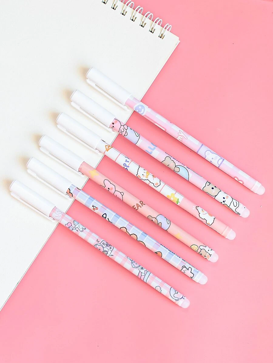 MOKA 6pcs Cartoon Graphic Gel Pen - Coral Pink - View 1