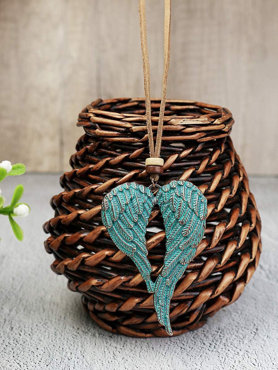 TopHanqi Wing Charm Necklace - Blue - View 1