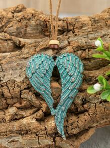 TopHanqi Wing Charm Necklace - Blue - View 2