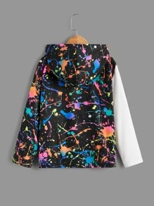 SHEIN Boys Reflective Splash Ink Print Hooded Tee - Multicolor - View 4