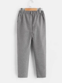 SHEIN Boys Button Front High Waist Trousers - Grey - View 2