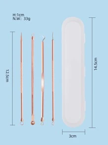 Herramienta extracción espinillas dos cabezas, extractor comedones espinillas 4 piezas, kit eliminación imperfecciones de puntos blancos de acné, acero inoxidable primera calidad, sin riesgos para piel de cara, con caja almacenamiento portátil - Oro rosa - Ver 4