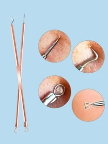 Herramienta extracción espinillas dos cabezas, extractor comedones espinillas 4 piezas, kit eliminación imperfecciones de puntos blancos de acné, acero inoxidable primera calidad, sin riesgos para piel de cara, con caja almacenamiento portátil - Oro rosa - Ver 5