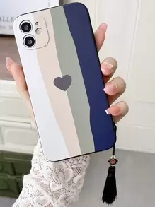 Valentines Heart Pattern Phone Case With Tassel Compatible With IPhone 15/15Pro/15Plus/15Promax,International Version, Not The Domestic Version - Multicolor - View 4