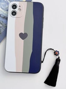 Valentines Heart Pattern Phone Case With Tassel Compatible With IPhone 15/15Pro/15Plus/15Promax,International Version, Not The Domestic Version - Multicolor - View 5