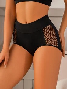 Bragas faja de espalda con abertura unicolor - Negro - Ver 2