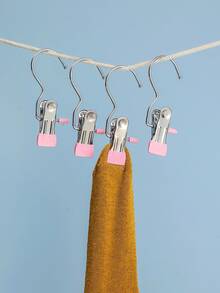 1pc Stainless Steel Non-slip Socks Clothespin - Pink - View 2