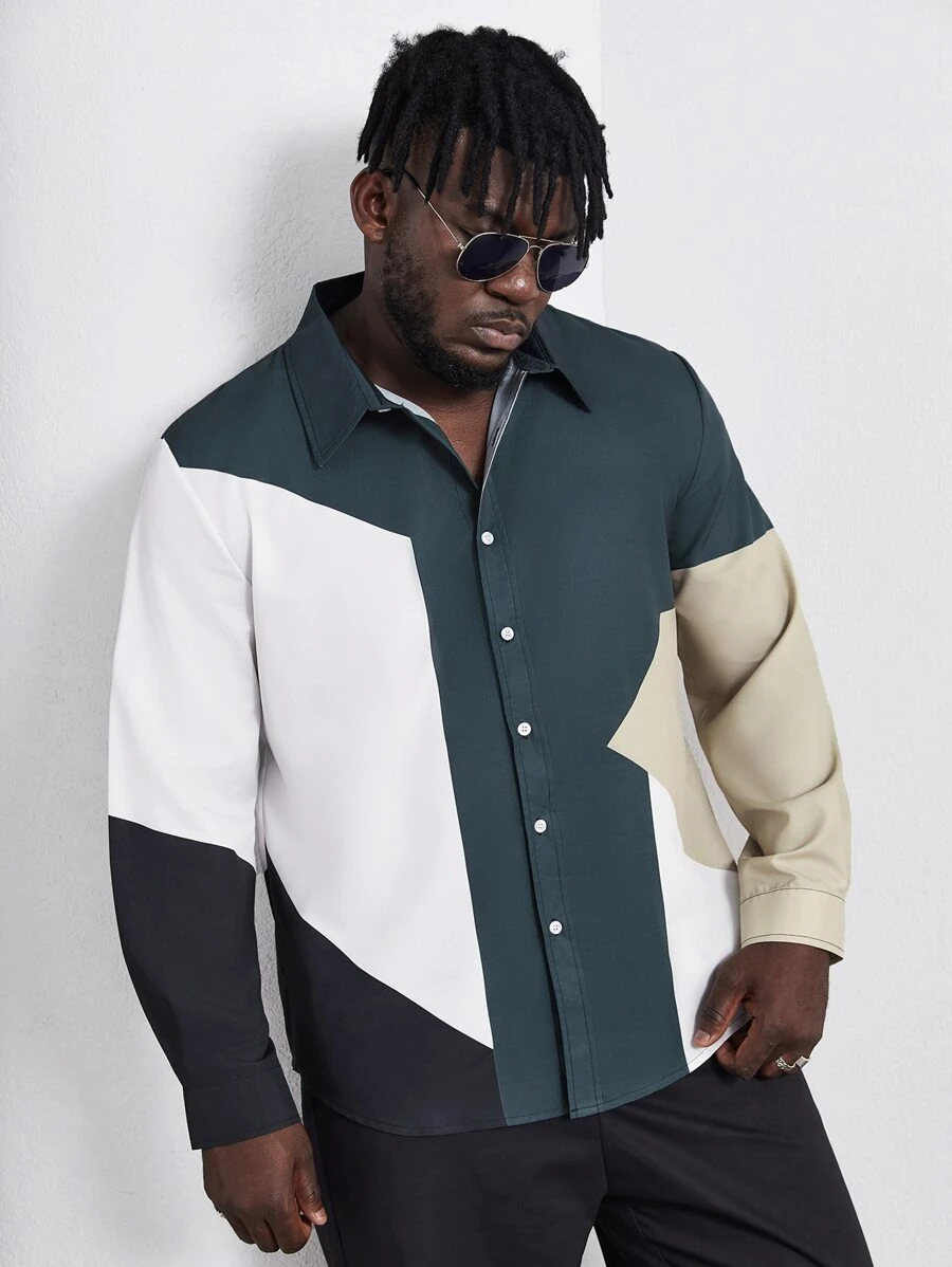 Manfinity Men Plus Cut And Sew Shirt - Multicolor - View 1