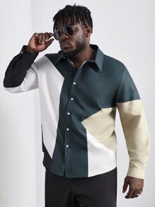 Manfinity Men Plus Cut And Sew Shirt - Multicolor - View 3