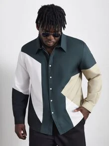 Manfinity Men Plus Cut And Sew Shirt - Multicolor - View 4