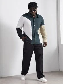 Manfinity Men Plus Cut And Sew Shirt - Multicolor - View 5