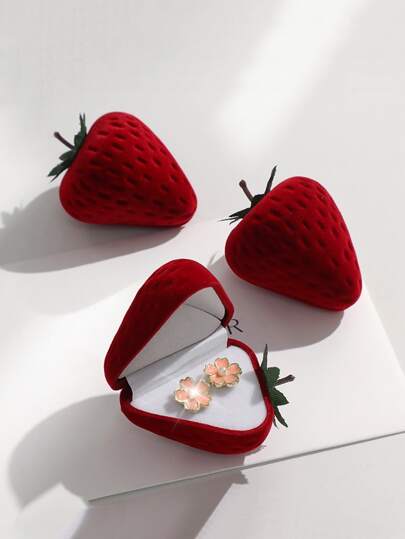 1/2pcs Creative Strawberry Shaped Ring Jewelry Storage Box Back To School