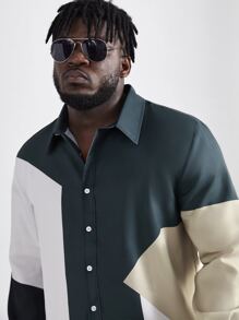 Manfinity Men Plus Cut And Sew Shirt - Multicolor - View 6