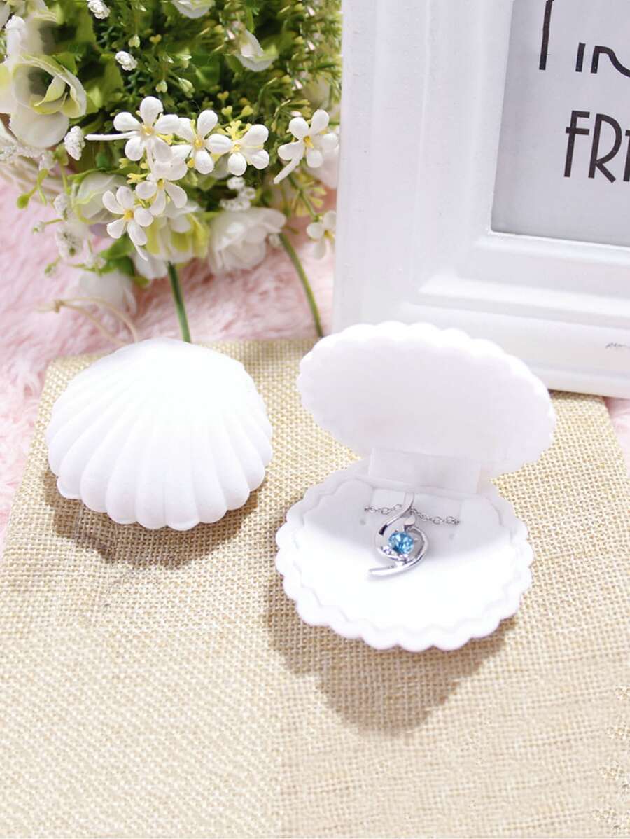 1 pieza Caja de almacenamiento de joya con diseño de concha - Blanco - Ver 1