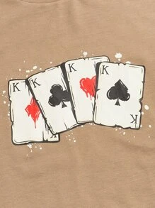 Manfinity RebelGame 男士撲克牌圖案T恤和腰部抽繩短褲 - 彩色 - 查看 5