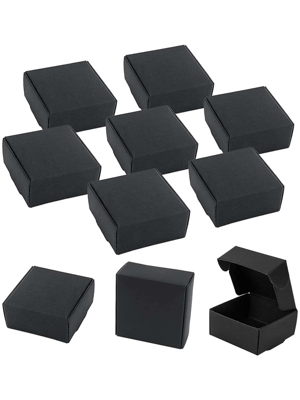 10 pièces/30 pièces/50 pièces en option, Boîte cadeau carrée en carton kraft noir, 5,5 x 5,5 x 2,5 cm, boîtes cadeaux en papier kraft pour fête, mariage, fiançailles, anniversaire, demoiselle d'honneur, décoration de mariage
