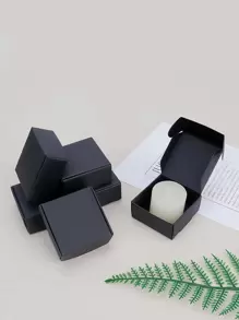 10 件/30 件/50 件可选，牛皮纸盒黑色包装纸盒节日派对礼品盒肥皂纸盒，迷你礼品盒黑色，小礼品盒牛皮纸礼品盒 2.16x2.16x0.98 英寸方形礼品包装礼品盒带盖小盒子用于礼物新娘婚礼派对珠宝盒、单身派对、婚礼、单身女郎、新娘、派对装饰生日、伴娘求婚礼物、婚礼装饰、新娘送礼会 - 黑色 - 查看 3