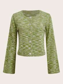 段染前紐扣開襟衫 - 綠色 - 查看 1