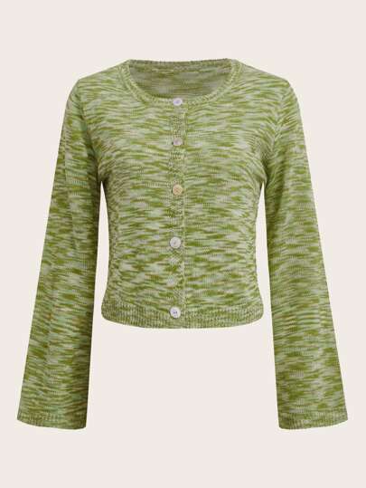 Space Dye Button Front Cardigan