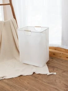 1pc Waterproof Laundry Basket, Simple Clear Fabric Laundry Hamper For Household - White - View 4