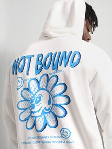 Manfinity Men Plus Slogan & Skull Print Drop Shoulder Hoodie - White - View 3