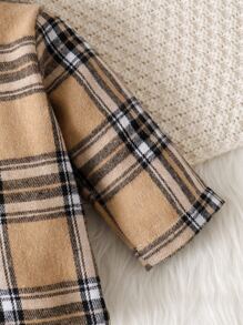 Baby Girl Plaid Shirt & Lettuce Trim Flare Leg Pants & Solid Cami Top - Multicolor - View 5