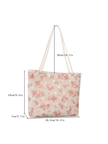 Embroidered Large Capacity Floral Pattern Shoulder Bag, Mother's Day Gift For Mom - Multicolor - View 3