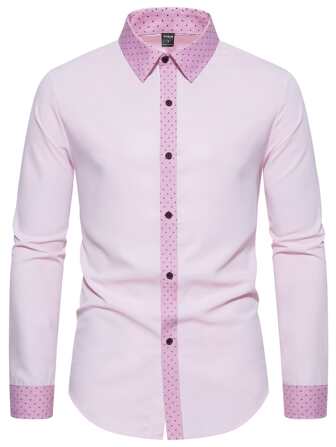 Guys Contrast Trim Button Up Shirt