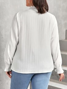 SHEIN Privé Blusa fruncido cuello de manga con volante