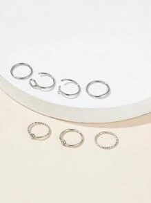 7 piezas Aro para la nariz minimalista - Plateado - Ver 1